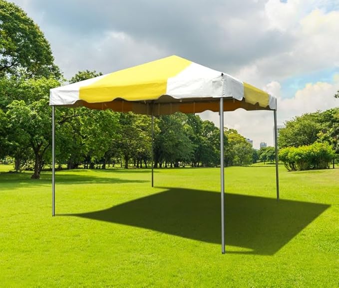Party Tents Direct 10x10 Heavy-Duty Waterproof Canopy Tent - Steel Frame Outdoor Gazebo for Weddings, Parties & Camping - Yellow Vinyl Cover