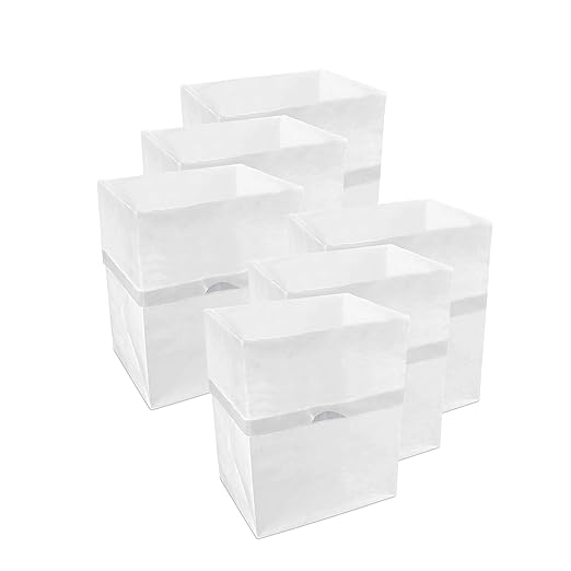 4 Gallon Disposable Pop-Up Trash Cans (6-Pack) with Fitted Bags – Foldable Garbage & Recycling Bins for Parties, Events & Kitchen (White, 12" H x 10" W x 8" D)