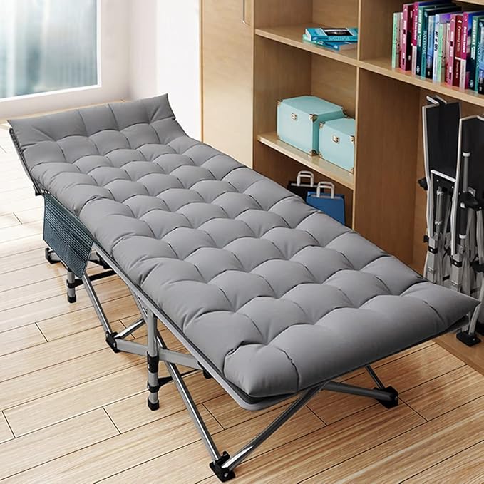 DoCred Folding Camping Cot with Mattress, 2 Pack Heavy Duty Folding Cot for Adults, Portable Sleeping Cot Bed Adults Outdoor Bed with Carry Bag, Travel Camp Cots
