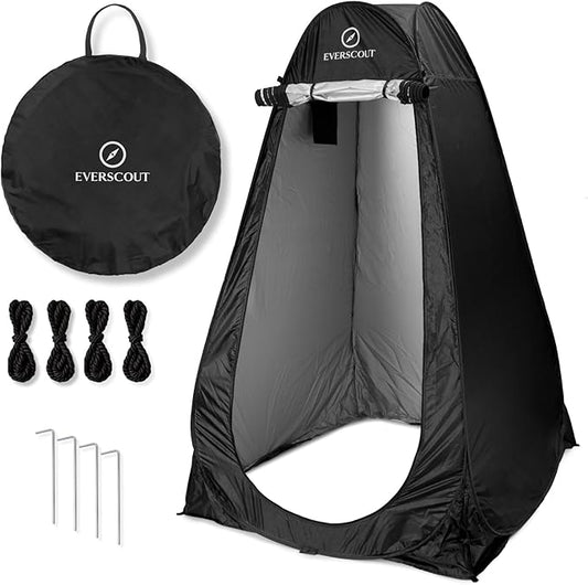Pop Up Privacy Tent for Portable Toilet. Camp Shower or Changing Tent, Water-Repellent, Compact, UV-Protective. Ideal for Beach, Hiking, Camping Essentials and Festivals. Includes Carry Bag.