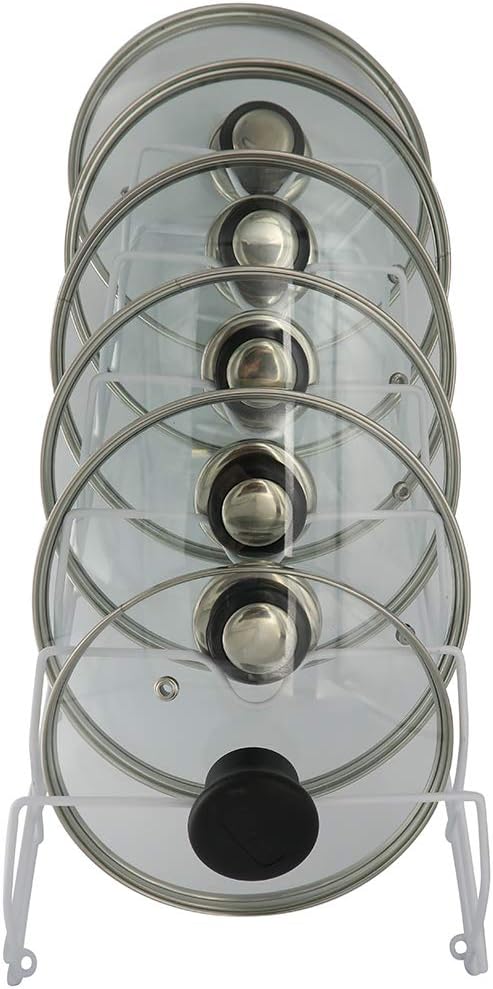 Evelots 2-in-1 Pot Lid Organizer with Towel Holder - 2 Pack, 3-Tier Cabinet Door Rack - Space-Saving Kitchen Organizer for Glass or Metal Pan Lids & Towels - Over the Door Design - Chrome