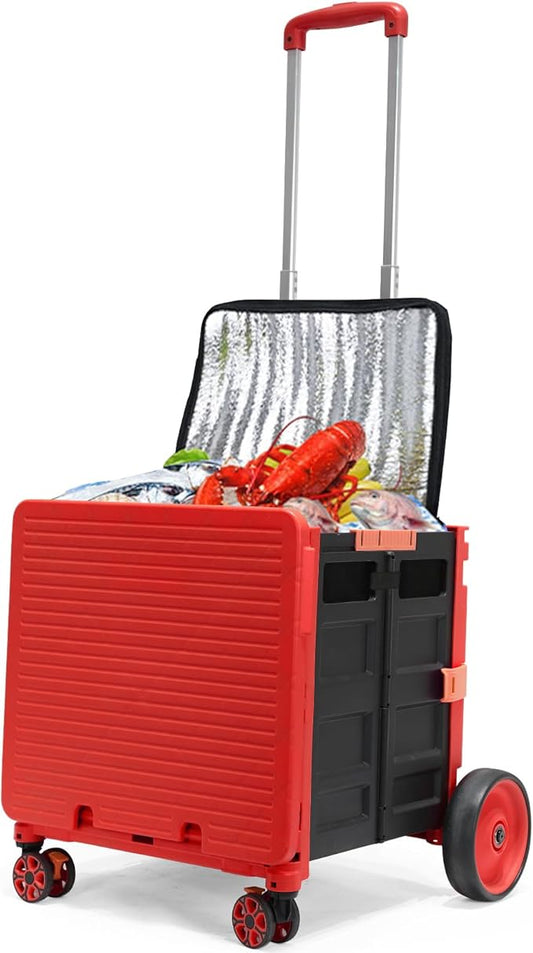 Cooler Bag Wheeled，Large Insulated Rolling Cooler Collapsible Leakproof Portable Hard Framed Ice Packs for Camping Picnic Beach Travel