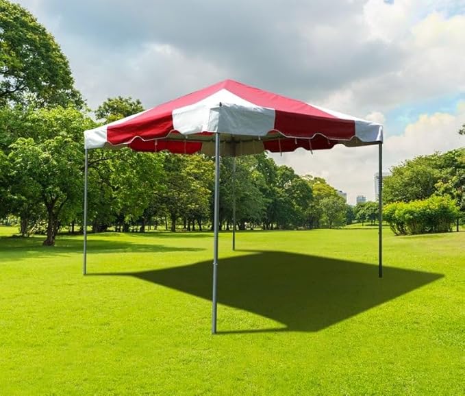 Party Tents Direct 10x10 Heavy-Duty Waterproof Canopy Tent - Steel Frame Outdoor Gazebo for Weddings, Parties & Camping - Red Vinyl Cover