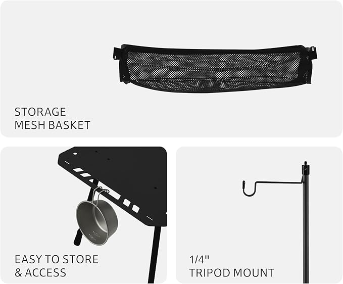 Naturehike Tactical Camping Table with Adjustable Height, Collapsible Table Lightweight with Carry Bag for Camping, Travel expeditions, Hiking, Picnics, BBQs & Beach Trips