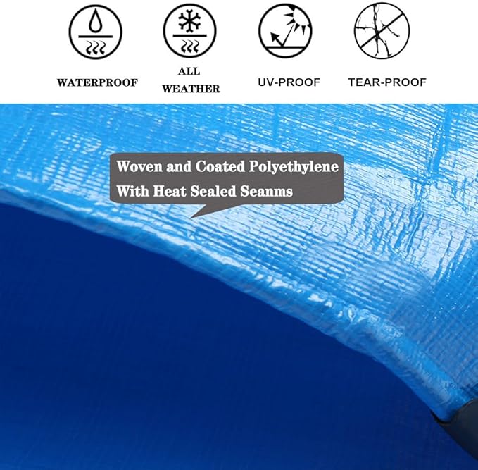 TEZONG Tarps Heavy Duty Waterproof 6x10ft,Blue Plastic Tarps Large Multipurpose Outdoor Tarp Cover Thick Poly Tarpaulin 16MIL for Emergency Rain or Sun, Roof, Patio Furniture, Firewood, Canopy