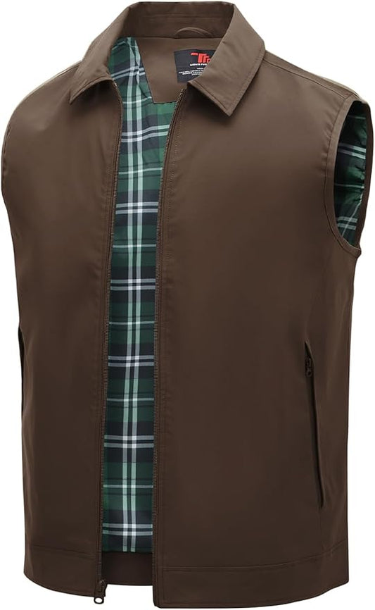 TBMPOY Men's Vest Casual Lightweight Thin Utility 3 Zip Pockets Stylish Sleeveless Jackets Summer Fall Golf Travel Business