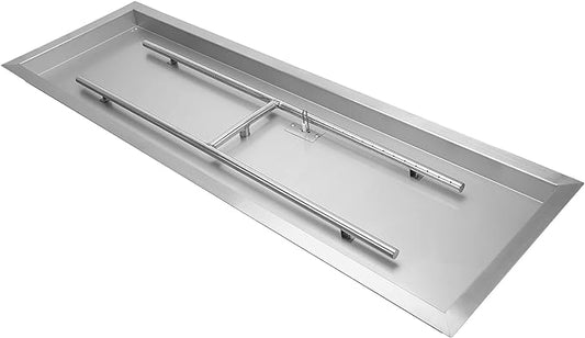 Stanbroil 36 x 12 Inch Rectangular Fire Pit Burner with Drop-in Fire Pan, Gas Firepit Insert for DIY Fire Table, 304 Stainless Steel, 150,000 BTU Max
