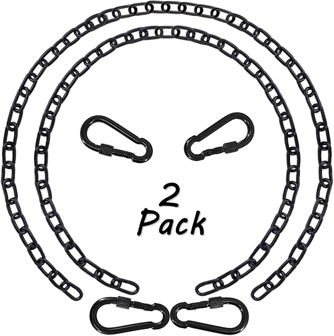 Hammock Chair Chain, 2 Pack 83in Hanging Swing Chain with 4 Carabiners, 660LB Capacity Heavy Duty Hammock Hanging Kit for Punching Bags, Swing Hangers, Porch, Patio, Playground Indoor Outdoor (Black)