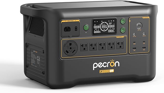 pecron Portable Power Station F3000LFP, 3072Wh Solar Generator, 3600W LiFePO4 Battery Home Backup, Fast Charging Lithium Battery with 100W USB-C Output for Home, Camping, RV, Emergency