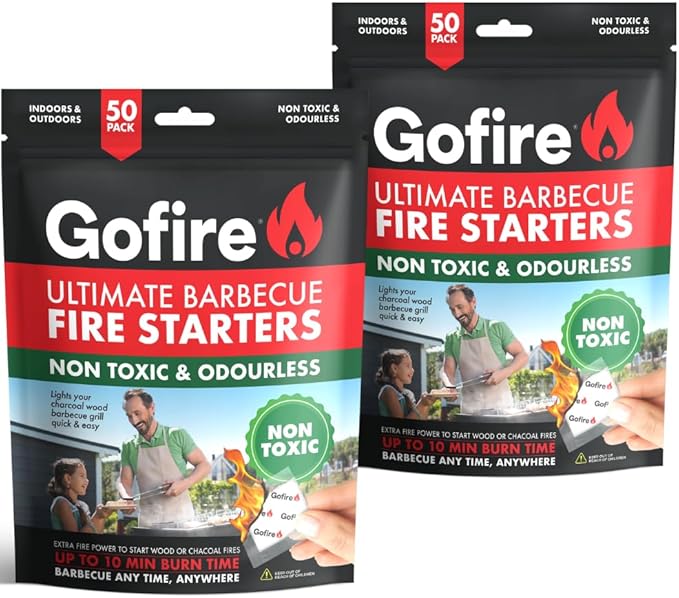 Travel Fire Starter for Camping, Hiking, Backpacking | Uses: Grill, Campfire, Fireplace, Wood Stove | All Purpose, Portable, Waterproof | Heat During Cold Rain & Snow | 50 Pieces