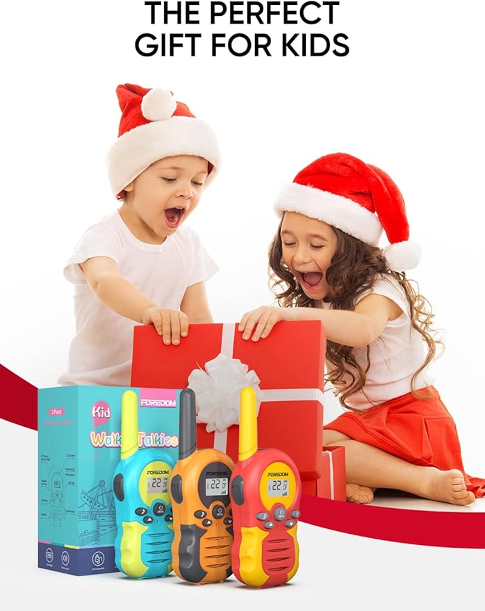 FOREDOM Rechargeable Walkie Talkies for Kids Walkie Talkies Long Range for Boy & Girl Age 3 to 12 Year Old Birthday Toys - 3 Pack