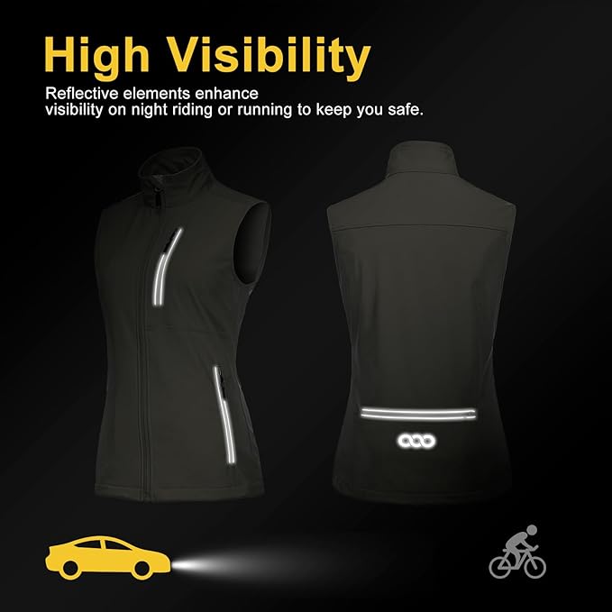 33,000ft Women's Lightweight Running Vest Outerwear with Pockets, Windproof Sleeveless Jacket for Golf Hiking Travel