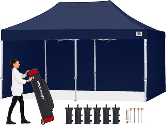 ABCCANOPY Easy Pop Up Canopy Tent with Sidewalls 10X20 Commercial -Series, Navy Blue