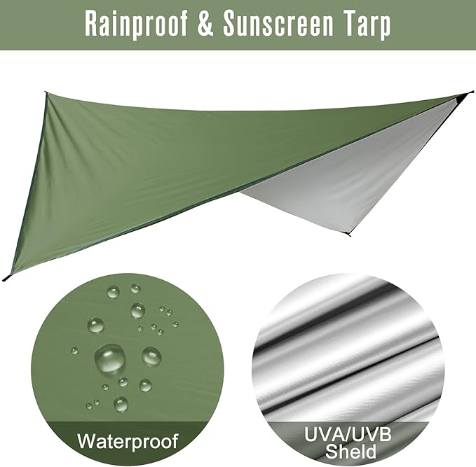 G4Free Large Camping Hammock with Mosquito Net and Rain Fly- 2 Person Portable Hammock with Bug Net and Tent Tarp for Outdoor Hiking Camping Backpacking Travel