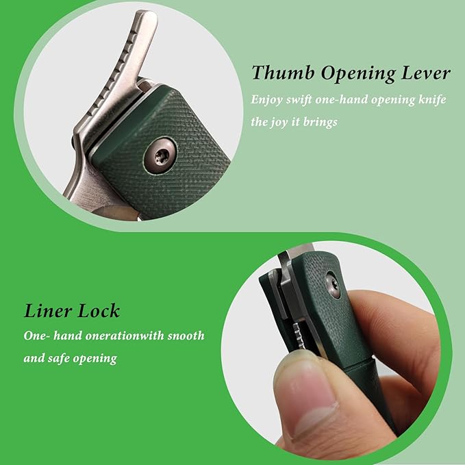 KATSU Folding Pocket Knife with Clip D2 Steel Blade,Handmade Camping Knives for Men Liner Lock G10 Handle Anti-slip Bamboo Style,Japanese Sharp Edc Pocket Knife with Sheath Hiking higonokami