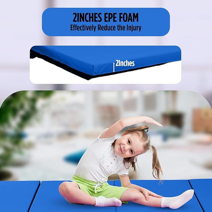 Gymnastics Mats Foldable Tumbling Mats Portable Gymnastics Exercise Mat 2'x6'/2.5'x6.4'/4'x6'/4'x8'/4'x10'/ Gymnastics Tumbling Mats Pad Home Exercise Panel Mat With Carrying Handles