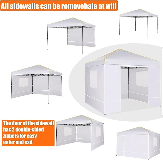 COBIZI 10x10 Canopy Tent with Sidewalls and Mesh Windows 2.0,10x10 Pop up Tent for Parties,Commercial Instant Canopies with Heavy Duty Bag,White Gazebo for Outdoor Activities
