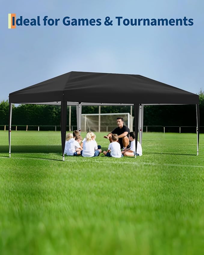 10x20 Pop Up Canopy Tent Outdoor Canopy with 6 Removable Sidewalls One-Person Set Up Heavy Duty Commercial Instant Tent Shelter-Blue
