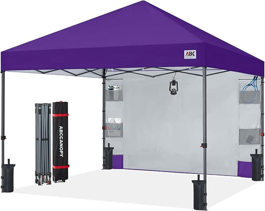 ABCCANOPY Pop Up Canopy with Sidewall,10x10 Outdoor Canopy Tent with Storage Sidewall for Commercial Events with 4 Weights (Purple)