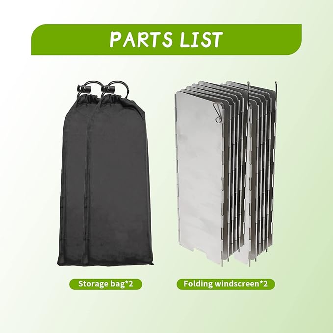 2pcs Camping Stove Windscreen Wind Shield 10 Panels Aluminium Alloy Folding Wind Screen for Stove Camping Backpacking Hiking Picnicking