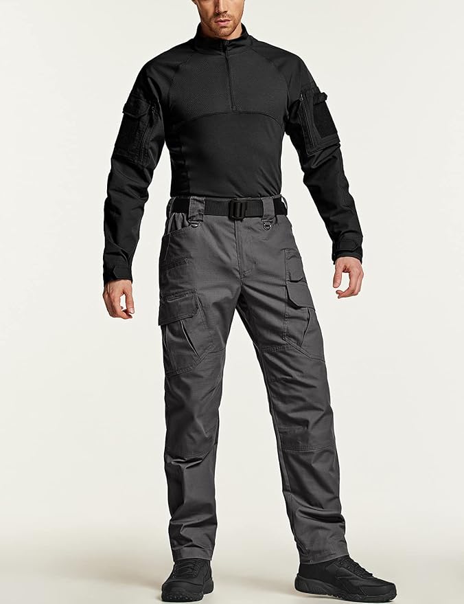 CQR Men's Tactical Pants, Water Resistant Ripstop Cargo Pants, Lightweight EDC Work Hiking Pants, Outdoor Apparel