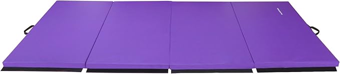 Folding Exercise Gymnastics Mat 10'x4'x2" Gym Workout Mat with Carrying Handles High-Density Anti-Tear Portable Fitness Aerobics Mats for Home Gym Yoga Pilates Tumbling MMA Core Training, Multiple Colors
