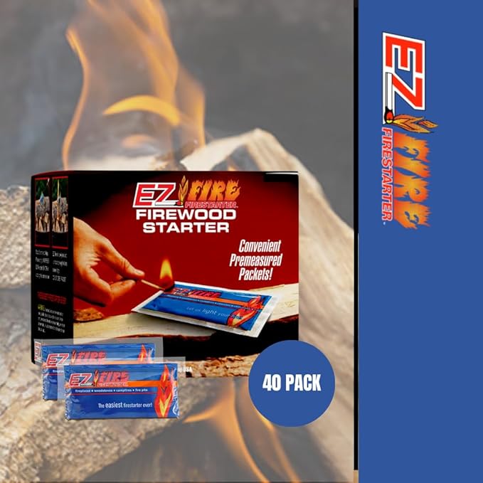 Naturally Occurring, Reliable, All Purpose, Easy-to-Use Fire Starter for Wood Stoves, Fireplaces, Campfires, and Bonfire – Waterproof, Windproof, Safe, Clean, Odorless | 40 Pack
