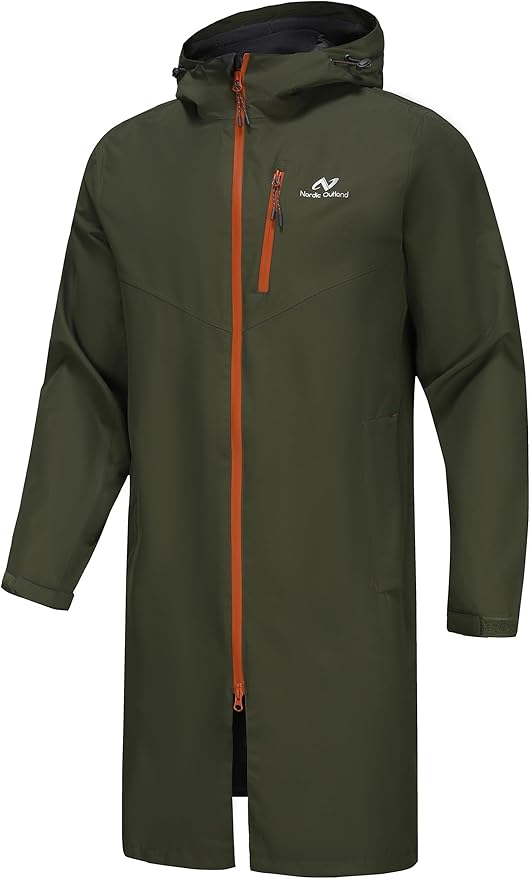 Rain Jacket Men,Waterproof Breathable Long Raincoat with Hood Mesh Lining,Windbreaker for outdoor activities