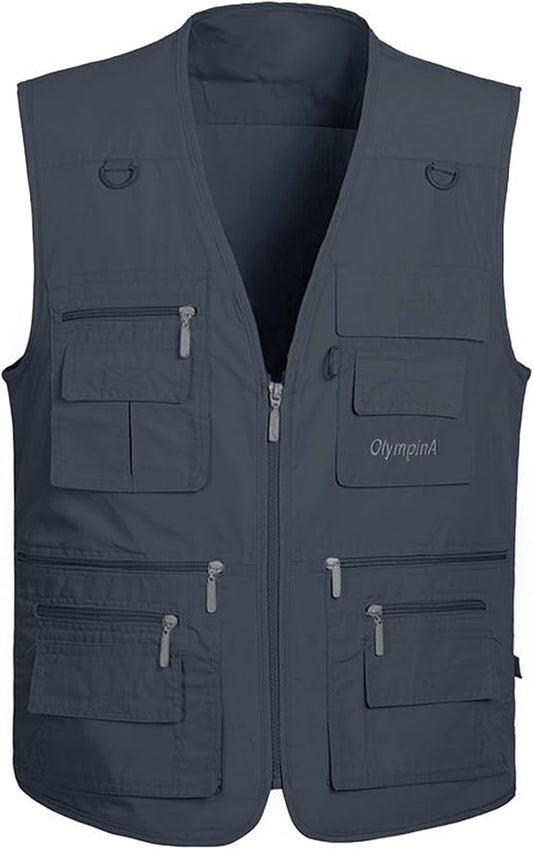 Lentta Men's Fishing Vest Summer Outdoor Lightweight Work Photo Vest 16 Pockets