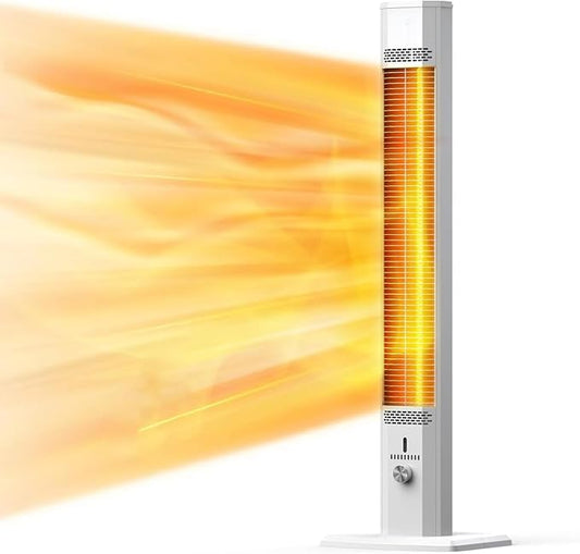 FLOWBREEZE Outdoor Patio Heater, 42in Infrared Heater with Remote, 9 Heat Levels, 9H Timers, Safety Lock, Tip-Over & Overheat Protection, IP65 Waterproof, Portable Electric Heater for Outdoor Use