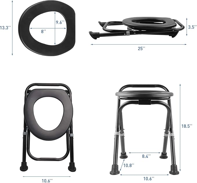 Upgraded Portable Toilet, Height Adjustable Camping Toilet Portable Potty for Camping, Hiking, Road Trip, Car, RV, Tent, Beach, Truck Drivers