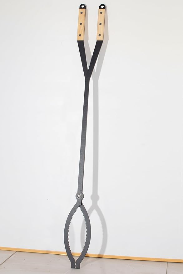 40" Fireplace Tongs Log Grabber Made Of Premium Heavy Duty Alloy Steel. Fire Tongs With Wood Handle Best For Fire Pit Fireplace Campfire Indoor & Outdoor. Upgraded Fire Pit Tools.
