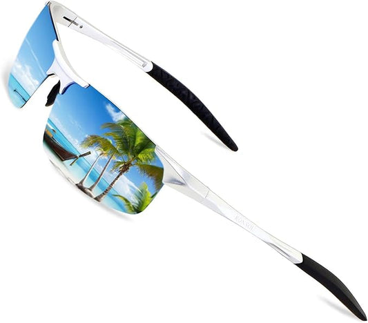 RONSOU Mens Sunglasses Polarized Sport UV Protection Ultralight Al Mg Sunglasses for Men Fishing Driving Golf