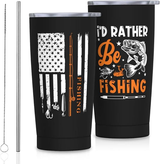 Fishing Gifts for Men, Fishing Tumbler 20oz, Fisherman Gifts Stainless Steel Coffee Travel Mug, Gift for Men Who Love Fish Coffee Cup, Bass Fly Fishings Gift for Husband/Dad/Boyfriend/Grandpa