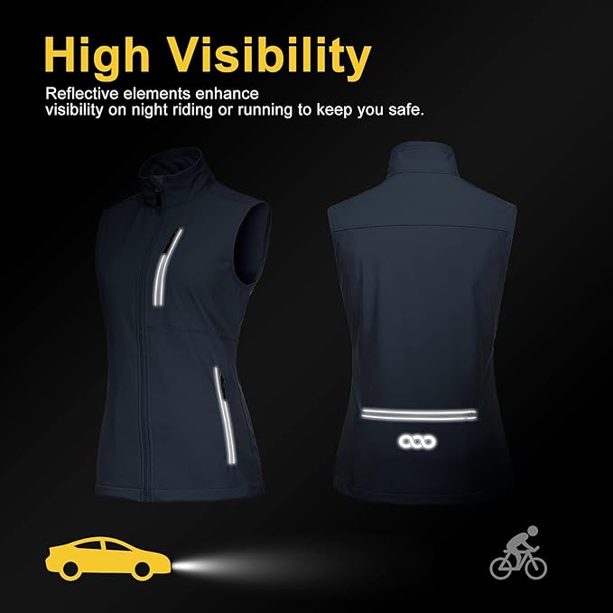 33,000ft Women's Lightweight Running Vest Outerwear with Pockets, Windproof Sleeveless Jacket for Golf Hiking Travel