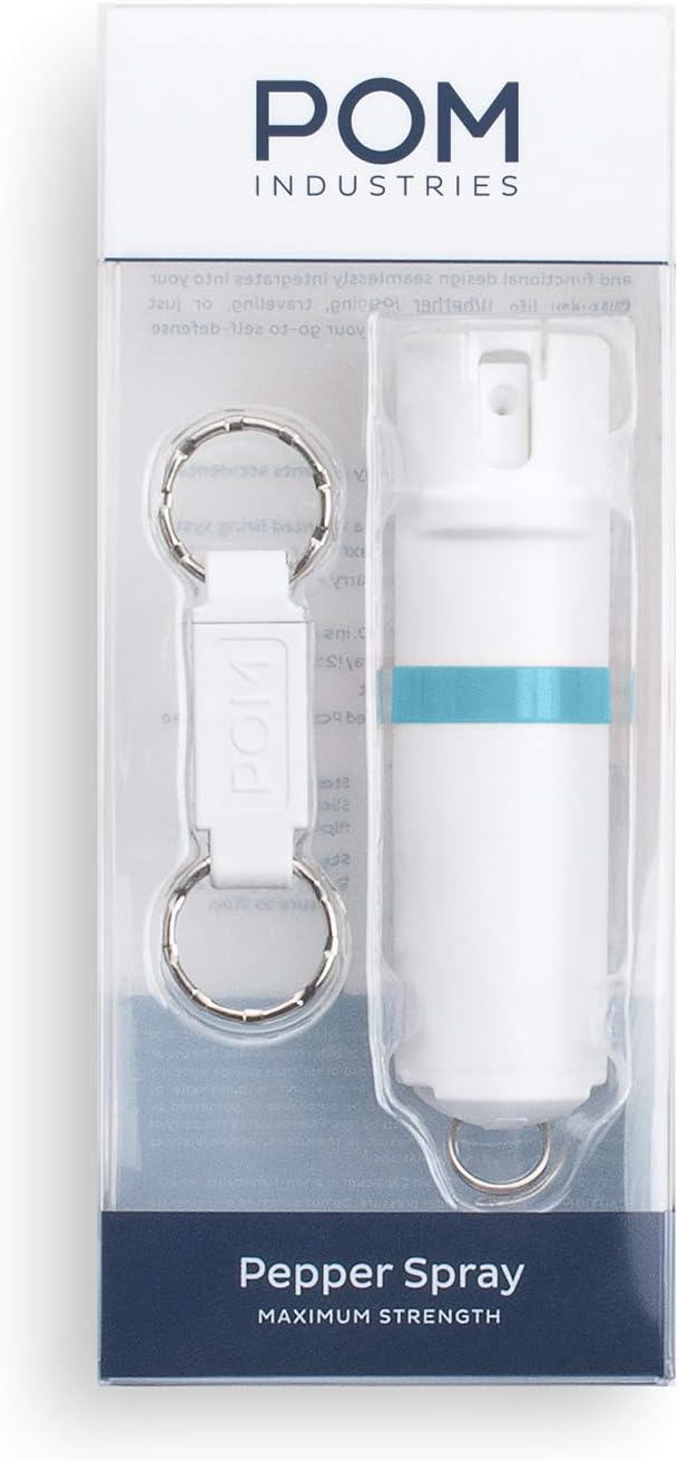 POM Two-Pack Pepper Spray Keychain - Maximum Strength OC Spray Self Defense - Tactical Compact & Safe Design - Quick Key Release - 25 Bursts & 10 ft Range - Accurate Stream Pattern
