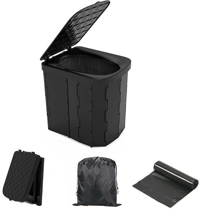 Portable Camping Toilet for Adults - Hapoon XL Portable Folding Toilet with Lid,Travel Portable Potty for Adults,Porta Potty Car Toilet