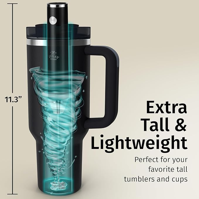 Zulay Kitchen Lux Rechargeable Milk Frother Handheld - Powerful 2-Speed Motor, Fully Waterproof, 2000mAh Battery - Drink Mixer For Latte, Cappuccino, Matcha, Protein Powder - Galaxy