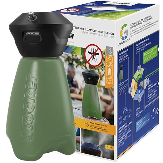 Stocker Portable Insect Mister 2L + USB Charging Cable - Rechargeable, for Mosquitos, Flies, Gnats, Pest Misting - Great for Outdoor, Camping, Hiking, Backpacking, Backyard BBQ