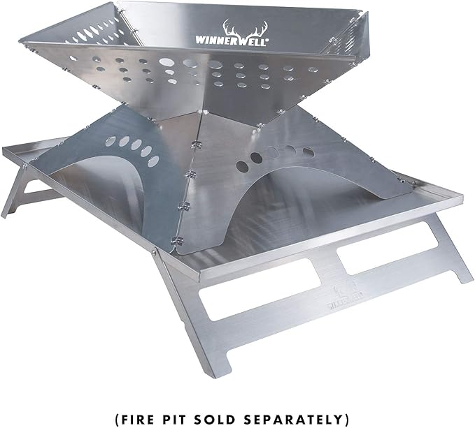 Winnerwell Accessory Table for Flatfold Fire Pit - XL | Portable Stainless Steel Accessory Table for Fire Pan and Camping