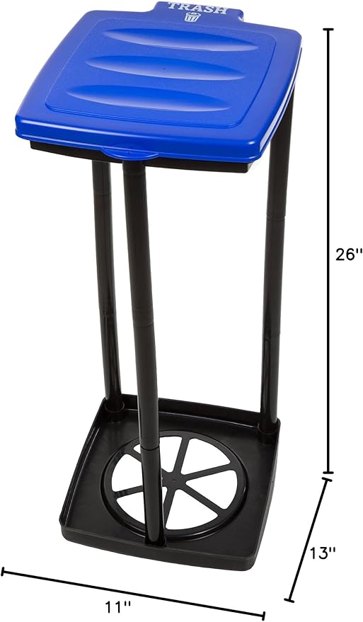 Wakeman Portable Trash Bag Holder – Collapsible 13-Gallon Garbage Bin for Indoor/Outdoor Use, Camping, Recycling, and Parties – Durable Plastic Trash Can Outdoors (Blue)