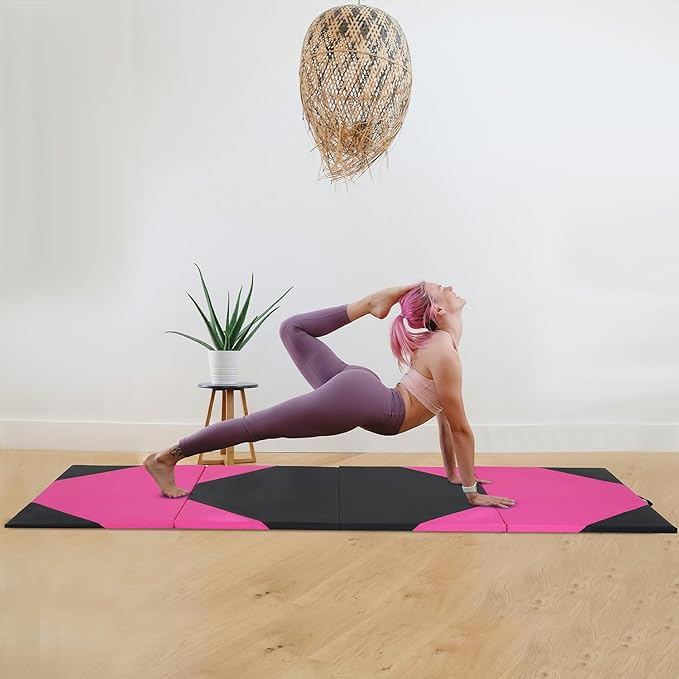 Gymnastics Mats Foldable Tumbling Mats Portable Gymnastics Exercise Mat 2'x6'/2.5'x6.4'/4'x6'/4'x8'/4'x10'/ Gymnastics Tumbling Mats Pad Home Exercise Panel Mat With Carrying Handles