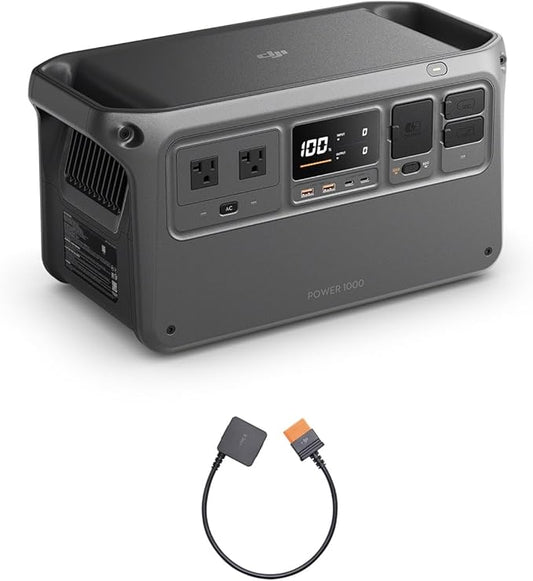 DJI Power 1000 Portable Power Station, 1024Wh Power Generator with Mavic 3 Series Fast Charge Cable, LiFePO4 Cell, Fast Charging, 2200W Max Output, Content Creation, Drone Photography, Camping & RVs