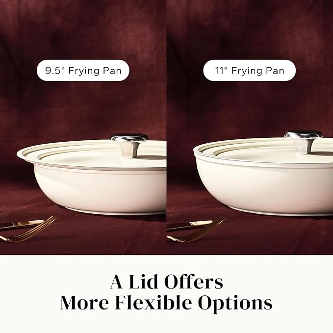 Redchef Ceramic Pan Set, 4-Piece Ceramic Frying Pan, 8" 9.5" 11" Saute Pan Skillet, Non Toxic Nonstick Pan for Cooking, skillets and frying pans, PFAS & PTFE & PFOA Free, Dishwasher & Oven Safe, Beige