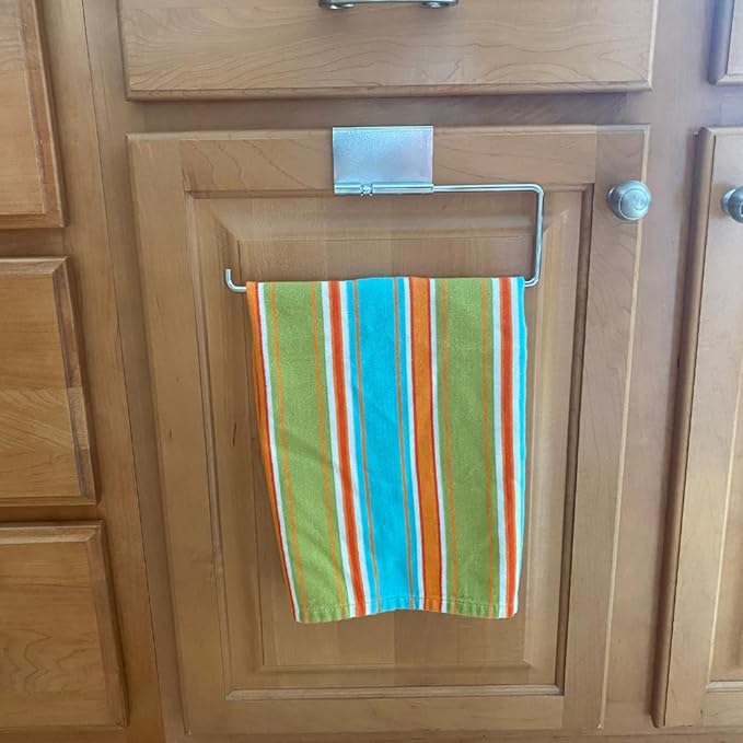 Evelots 2-in-1 Pot Lid Organizer with Towel Holder - 2 Pack, 3-Tier Cabinet Door Rack - Space-Saving Kitchen Organizer for Glass or Metal Pan Lids & Towels - Over the Door Design - Chrome