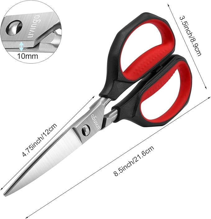 LIVINGO Kitchen Shears Heavy Duty: Cooking Scissors Dishwasher Safe Come Apart Sharp Forged Stainless Steel Blade Utility Food All Purpose for Cutting Poultry Chicken Meat Bones Vegetable, 8.5 inches