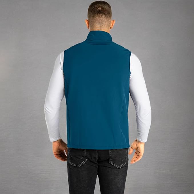 33,000ft Men's Lightweight Softshell Vest Outerwear Zip Up Fleece Lined Windproof Sleeveless Jacket for Golf Running Hiking