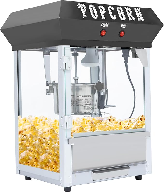 6 Ounce Popcorn Machine, Bar Style Popcorn Machine Popcorn Maker 600W Electric Popper for Home Theater Parties, and Events