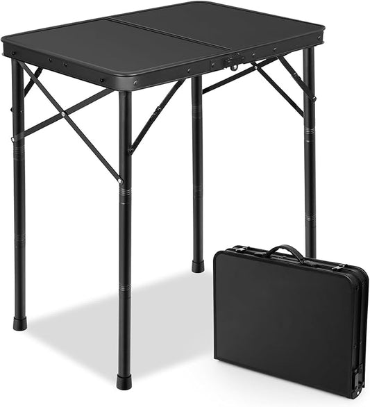 Small Folding Grill Table 3 Heights, Easy for Storage, Compact and Portable Picnic Table for Outdoor Camping, Garden, Patio, Dining, BBQ, Party, Market, 2Ft (Small, Black)