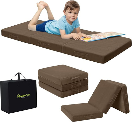 MeMoreCool Foldable Floor Mattress for Kids, Toddler Floor Nap Mat for Sleeping Daycare, Small Child Foldable Mattress Floor Bed, Trifold Futon Portable Tri Folding Mattress, 57x22 Inch